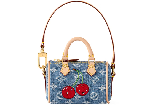 Louis Vuitton x Takashi Murakami Cherry Micro Speedy Denim Cerise Bag Charm